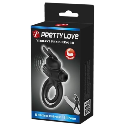 PRETTY LOVE - VIBRADOR III ANEL DE COELHO PARA PÊNIS PRETO - D-237572 - Dona Pimenta