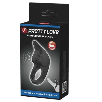 PRETTY LOVE - ANEL PARA PÉNIS VIBRANTE SUSANNA PRETO - D-237576 - Dona Pimenta