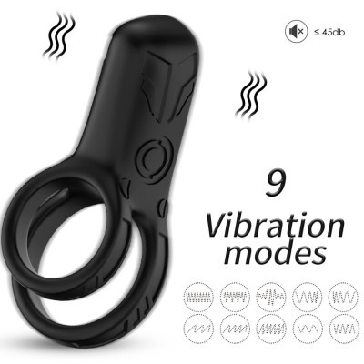 ARMONY - DOBLE ANILLO VIBRADOR NEGRO - D-237944 - Dona Pimenta