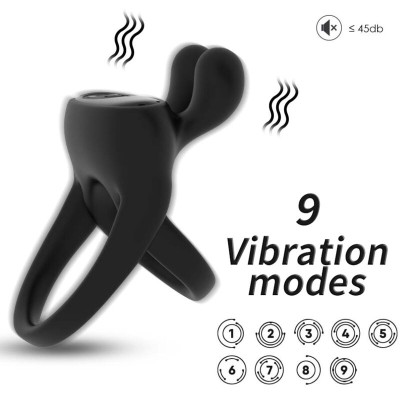 ARMONY - ANILLO VIBRADOR RABBIT NEGRO - D-237949 - Dona Pimenta