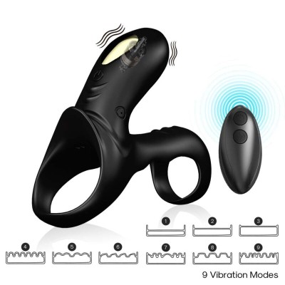 ARMONY - RANGER ANILLO DOBLE VIBRADOR PAREJA NEGRO - D-238012 - Dona Pimenta