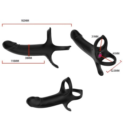 ARMONY - DILDO CON ANILLO & VIBRADOR CONTROL REMOTO NEGRO - D-238032 - Dona Pimenta