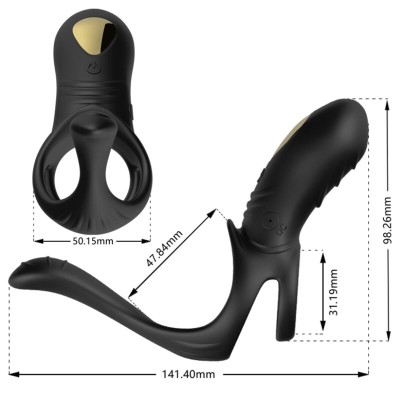 ARMONY - JOY JUMPER ANILLO VIBRADOR PAREJAS & PLUG ANAL NEGRO - D-238035 - Dona Pimenta