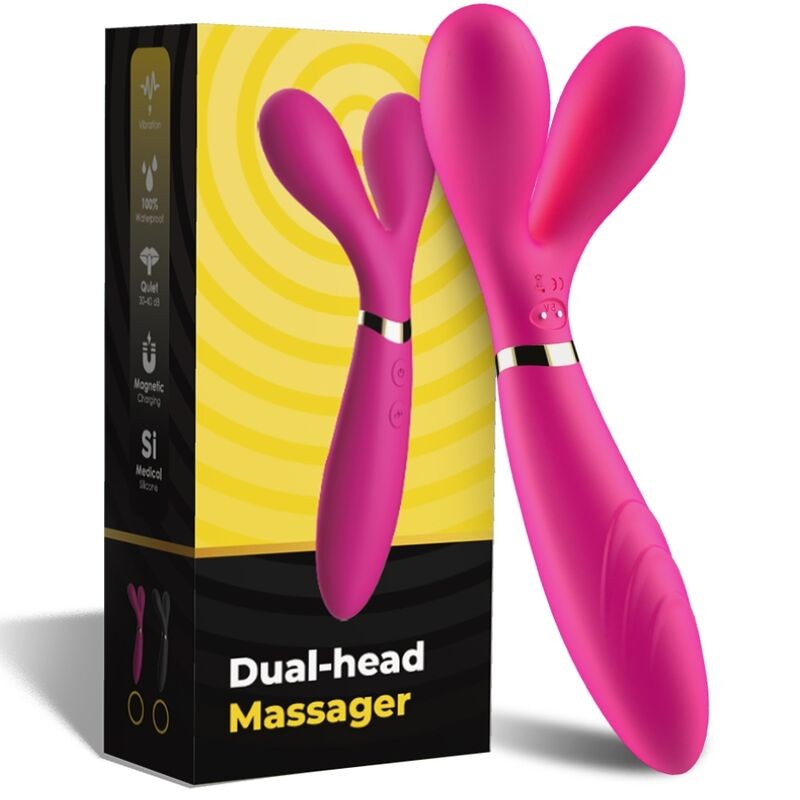 ARMONY - Y-WAND MASAJEADOR & VIBRADOR CABEZA DOBLE FUCSIA - D-237981 - Dona Pimenta