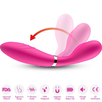 ARMONY - Y-WAND MASAJEADOR & VIBRADOR CABEZA DOBLE FUCSIA - D-237981 - Dona Pimenta