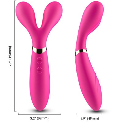 ARMONY - Y-WAND MASAJEADOR & VIBRADOR CABEZA DOBLE FUCSIA - D-237981 - Dona Pimenta