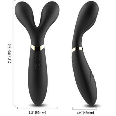 ARMONY - Y-WAND MASAJEADOR & VIBRADOR CABEZA DOBLE NEGRO - D-237982 - Dona Pimenta