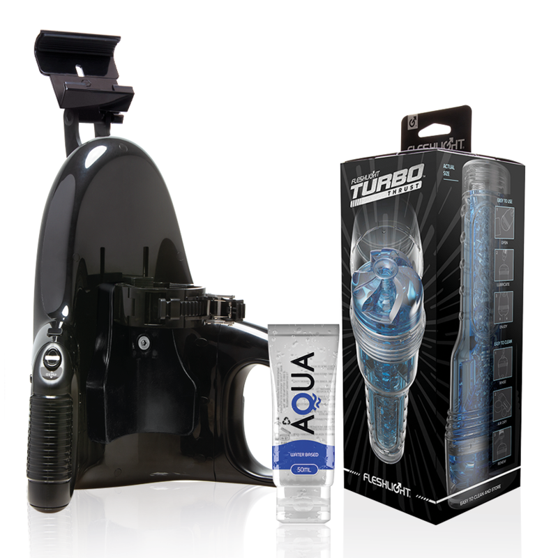 FLESHLIGHT - TURBO THRUST BLUE ICE + LANÇAMENTO UNIVERSAL + LUBRIFICANTE DE QUALIDADE AQUA 50 ML - D-238374 - Dona Pimenta