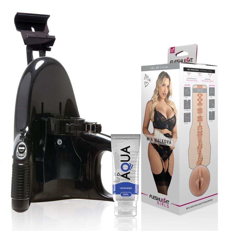 FLESHLIGHT - MIA MALKOVA VAGINA LVL UP + LANÇAMENTO UNIVERSAL + LUBRIFICANTE AQUA QUALITY 50 ML - D-238379 - Dona Pimenta