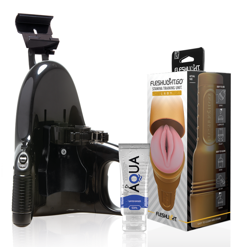 FLESHLIGHT - UNIDADE DE TREINAMENTO STAMINA GO SENHORA + LANÇAMENTO UNIVERSAL + LUBRIFICANTE AQUA QUALITY 50 ML - D-238376 - Don