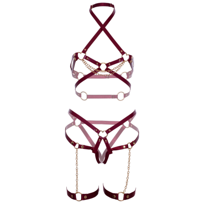 LEG AVENUE - HARNESS BRA & HEART GARTER S - D-238666 - Dona Pimenta