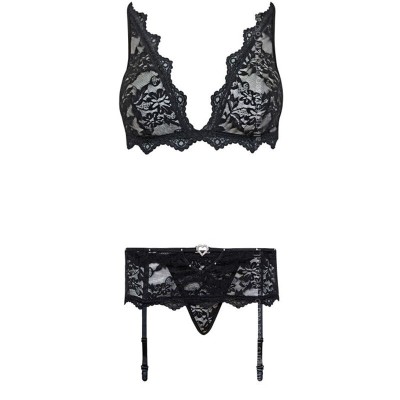 LIVCO CORSETTI FASHION - BELITA LC 90231 SUTI + CALCINHA + CINTA LIGA PRETO S/M - D-239090 - Dona Pimenta