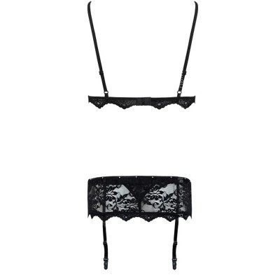 LIVCO CORSETTI FASHION - BELITA LC 90231 SUTI + CALCINHA + CINTA LIGA PRETO S/M - D-239090 - Dona Pimenta