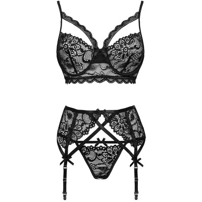 LIVCO CORSETTI FASHION - MORIDAM LC 90552 SUTI + CINTA LIGA + CALCINHA NEGRO - D-239124 - Dona Pimenta