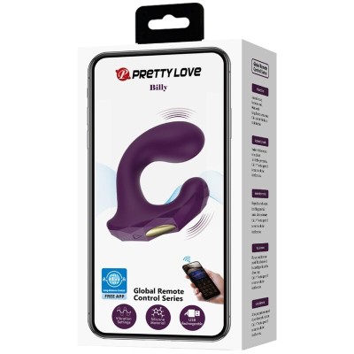 PRETTY LOVE - CONTROLE REMOTO BILLY VIBRATION ROXO - APLICATIVO GRÁTIS - D-238735 - Dona Pimenta