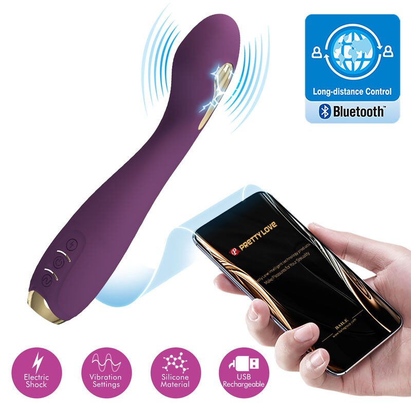 PRETTY LOVE - VIBRADOR HECTOR ELECTROSHOCK POR APP CONTROL ROXO - D-238745 - Dona Pimenta