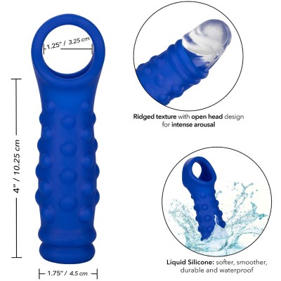 ADMIRAL - CAPA PARA PÊNIS COM FRISAS SILICONE LÍQUIDO AZUL - D-238322 - Dona Pimenta