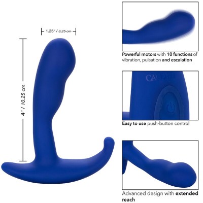 ADMIRAL - ESTIMULADOR ANAL CURVO E VIBRADOR AZUL - D-238326 - Dona Pimenta