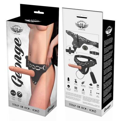 HARNESS ATTRACTION - RNES GEORGE VIBRADOR REALÍSTICO 19 X 4CM - D-224928 - Dona Pimenta