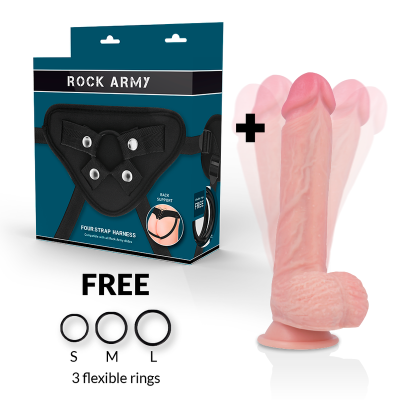 ROCKARMY - ARNÊS  + ROTADOR E VIBRADOR HAWK 22 CM - D-227461 - Dona Pimenta