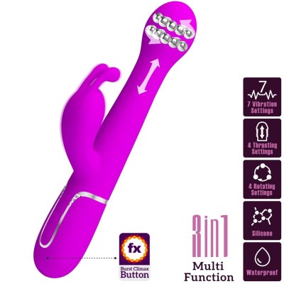 PRETTY LOVE - VIBRADOR DEJON COELHO 3 EM 1 MULTIFUNO VIOLETA - D-238772 - Dona Pimenta