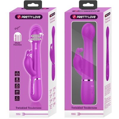 PRETTY LOVE - VIBRADOR DEJON COELHO 3 EM 1 MULTIFUNO VIOLETA - D-238772 - Dona Pimenta