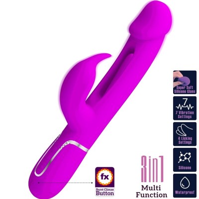 PRETTY LOVE - VIBRADOR COELHO DEJON 3 EM 1 MULTIFUNO AQUA VERDE - D-238779 - Dona Pimenta