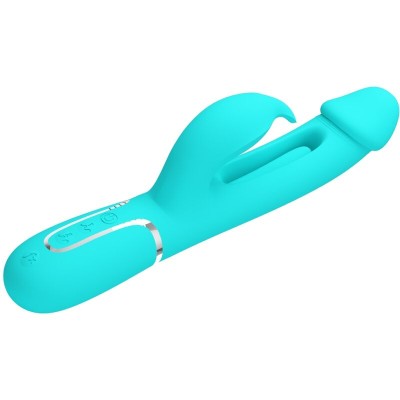 PRETTY LOVE - VIBRADOR COELHO DEJON 3 EM 1 MULTIFUNO AQUA VERDE - D-238780 - Dona Pimenta