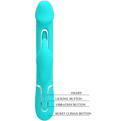 PRETTY LOVE - VIBRADOR COELHO DEJON 3 EM 1 MULTIFUNO AQUA VERDE - D-238780 - Dona Pimenta