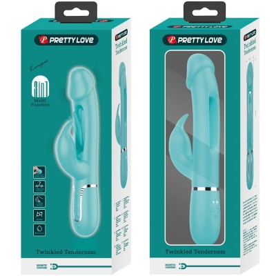 PRETTY LOVE - VIBRADOR COELHO DEJON 3 EM 1 MULTIFUNO AQUA VERDE - D-238780 - Dona Pimenta