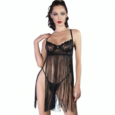 CHILIROSE - CR 4496 BABYDOLL PRETO S/M - D-238835 - Dona Pimenta