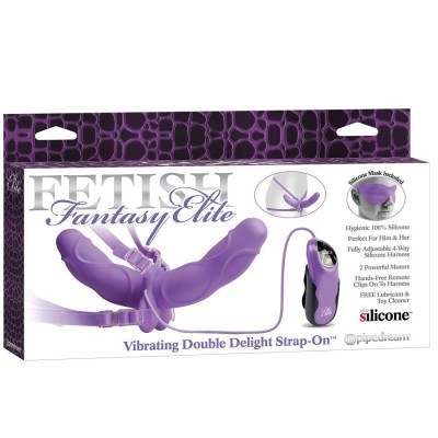 FETISH FANTASY ELITE VIBRATING DOUBLE DELIGHT STRAP-ON PURPL - PD4540-12 - Dona Pimenta