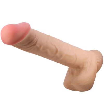 PRETTY LOVE - SÉRIE SLIDING SKIN DILDO REALÍSTICO COM VENTOSA DESLIZANTE PELE CARNE 26 CM - D-238757 - Dona Pimenta