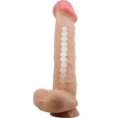 PRETTY LOVE - SÉRIE SLIDING SKIN DILDO REALÍSTICO COM VENTOSA DESLIZANTE PELE CARNE 26 CM - D-238757 - Dona Pimenta