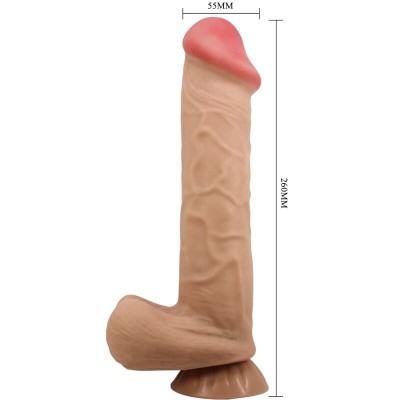 PRETTY LOVE - SÉRIE SLIDING SKIN DILDO REALÍSTICO COM VENTOSA DESLIZANTE PELE CARNE 26 CM - D-238757 - Dona Pimenta