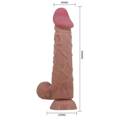 PRETTY LOVE - SÉRIE SLIDING SKIN DILDO REALÍSTICO COM VENTOSA DESLIZANTE PELE MARROM 24 CM - D-238760 - Dona Pimenta