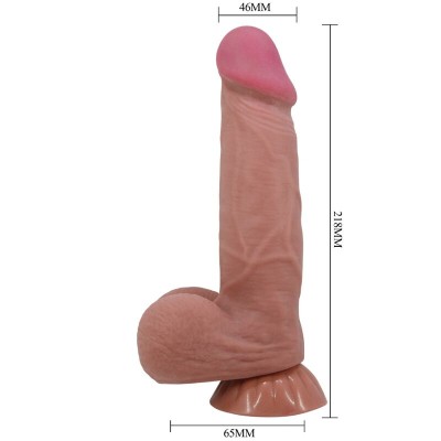 PRETTY LOVE - SÉRIE SLIDING SKIN DILDO REALÍSTICO COM VENTOSA DESLIZANTE DE PELE MARROM 20,6 CM - D-238764 - Dona Pimenta