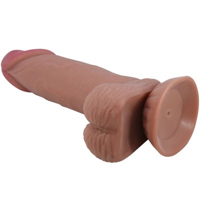 PRETTY LOVE - SÉRIE SLIDING SKIN DILDO REALÍSTICO COM VENTOSA DESLIZANTE PELE MARROM 19,4 CM - D-238766 - Dona Pimenta