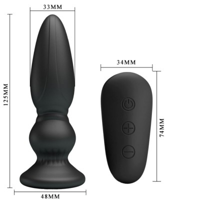 MR PLAY - PLUGUE ANAL DE CONTROLE REMOTO VIBRADOR PODEROSO PRETO - D-238730 - Dona Pimenta