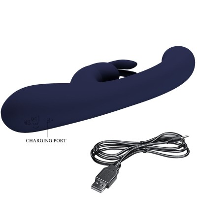 PRETTY LOVE - VIBRADOR DE COELHO LAMAR E PONTO G AZUL - D-237395 - Dona Pimenta