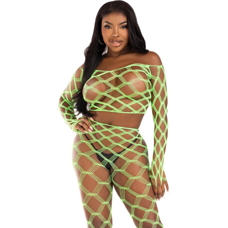 LEG AVENUE - TOP & LEGGINS HARDCORE VERDE - D-239447 - Dona Pimenta