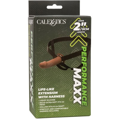 CALIFORNIA EXOTICS - PERFORMANCE MAXX LIFE-LIKE EXTENSION COM ARNÊS PELE MARROM - D-239409 - Dona Pimenta