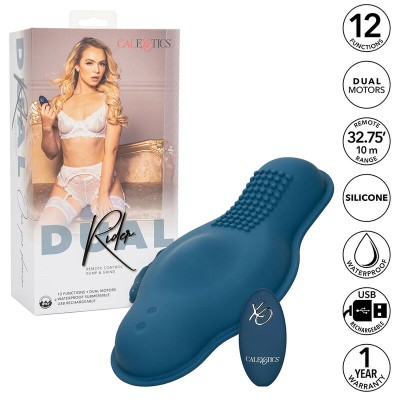 CALIFORNIA EXOTICS - RIDER MASSAGER DUPLO MOTOR CONTROLE REMOTO AZUL - D-239390 - Dona Pimenta