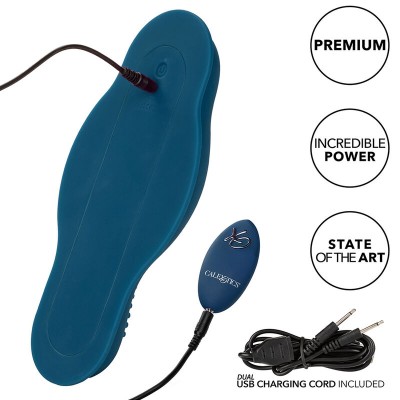 CALIFORNIA EXOTICS - RIDER MASSAGER DUPLO MOTOR CONTROLE REMOTO AZUL - D-239390 - Dona Pimenta