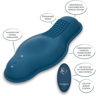 CALIFORNIA EXOTICS - RIDER MASSAGER DUPLO MOTOR CONTROLE REMOTO AZUL - D-239390 - Dona Pimenta