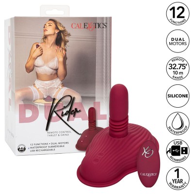 CALIFORNIA EXOTICS - RIDER MASSAGER DUPLO MOTOR CONTROLE REMOTO VERMELHO - D-239391 - Dona Pimenta