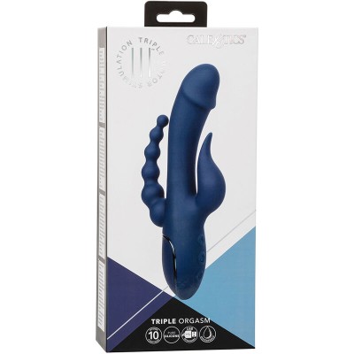 CALIFORNIA EXOTICS - VIBRADOR TRIPLO ORGASM AZUL - D-239392 - Dona Pimenta