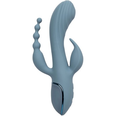 CALIFORNIA EXOTICS - VIBRADOR TRIPLO ECSTASY CINZA - D-239393 - Dona Pimenta