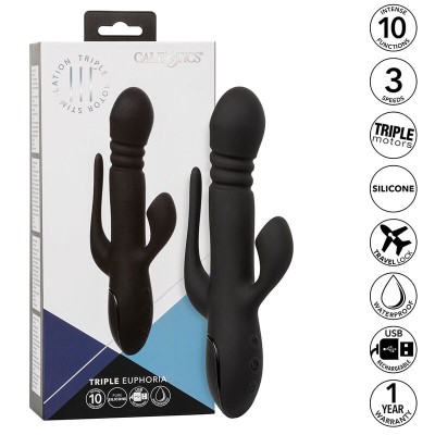 CALIFORNIA EXOTICS - VIBRADOR TRIPLO EUPHORIA PRETO - D-239394 - Dona Pimenta