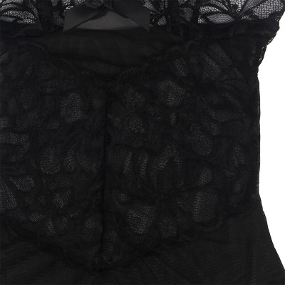 SUBBLIME - BABYDOLL COM ALAS AJUSTVEIS E RENDA TRANSPARENTE ESTAMPADO FLORAL PRETO S/M - D-239317 - Dona Pimenta